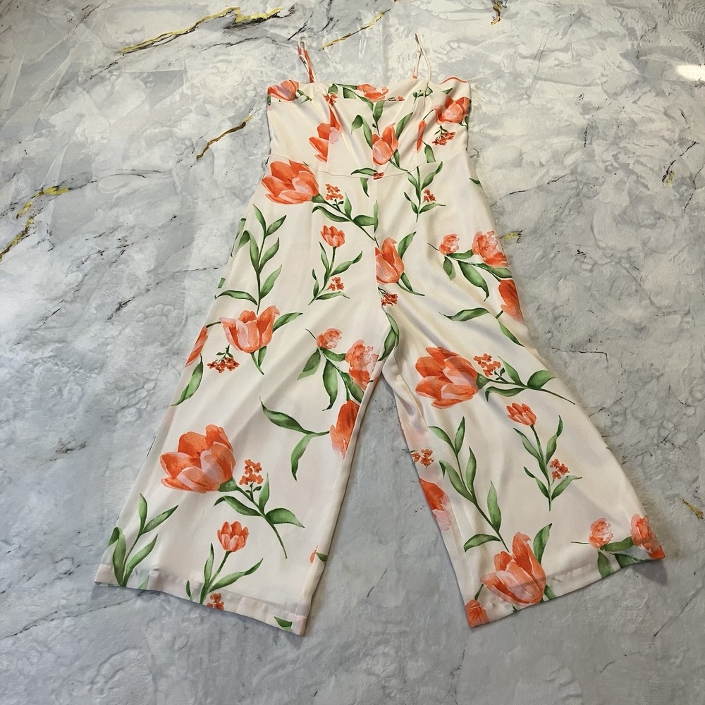 White House Black‎ Market Jumpsuit Womens Size 12 Floral Wide Leg Multicolor